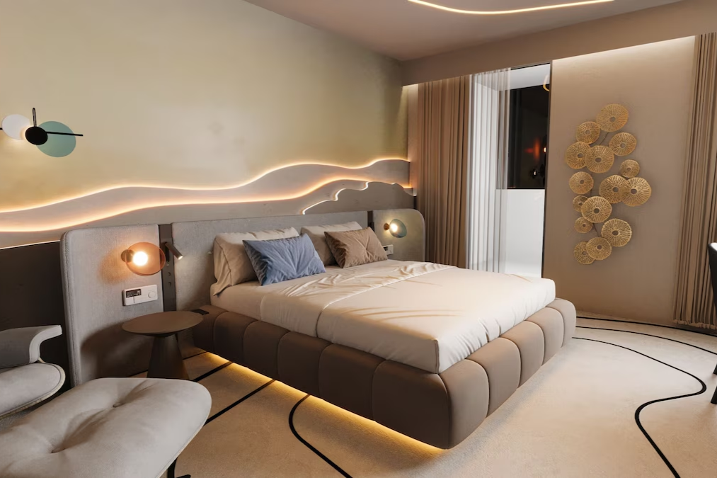 Chambre Double Deluxe, vue mer | Literie de qualit&eacute; sup&eacute;rieure, minibar, coffres-forts dans les chambres